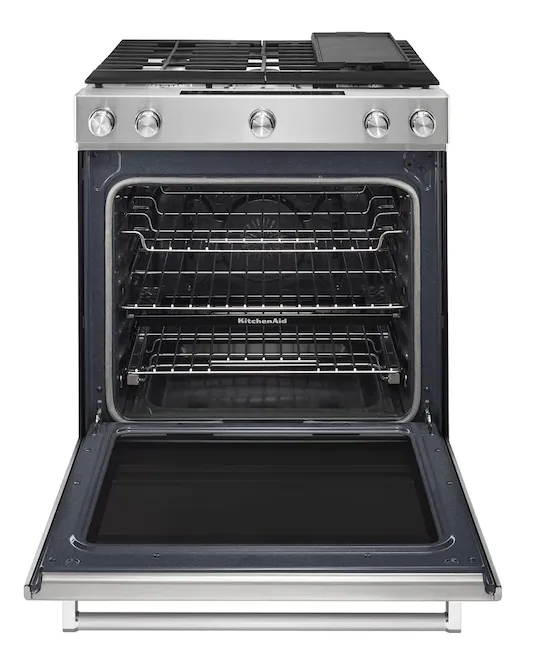 KitchenAid  30-in Deep Recessed 5 Burners Self-Cleaning Convection Oven Slide-In Dual Fuel Range (Stainless Steel)