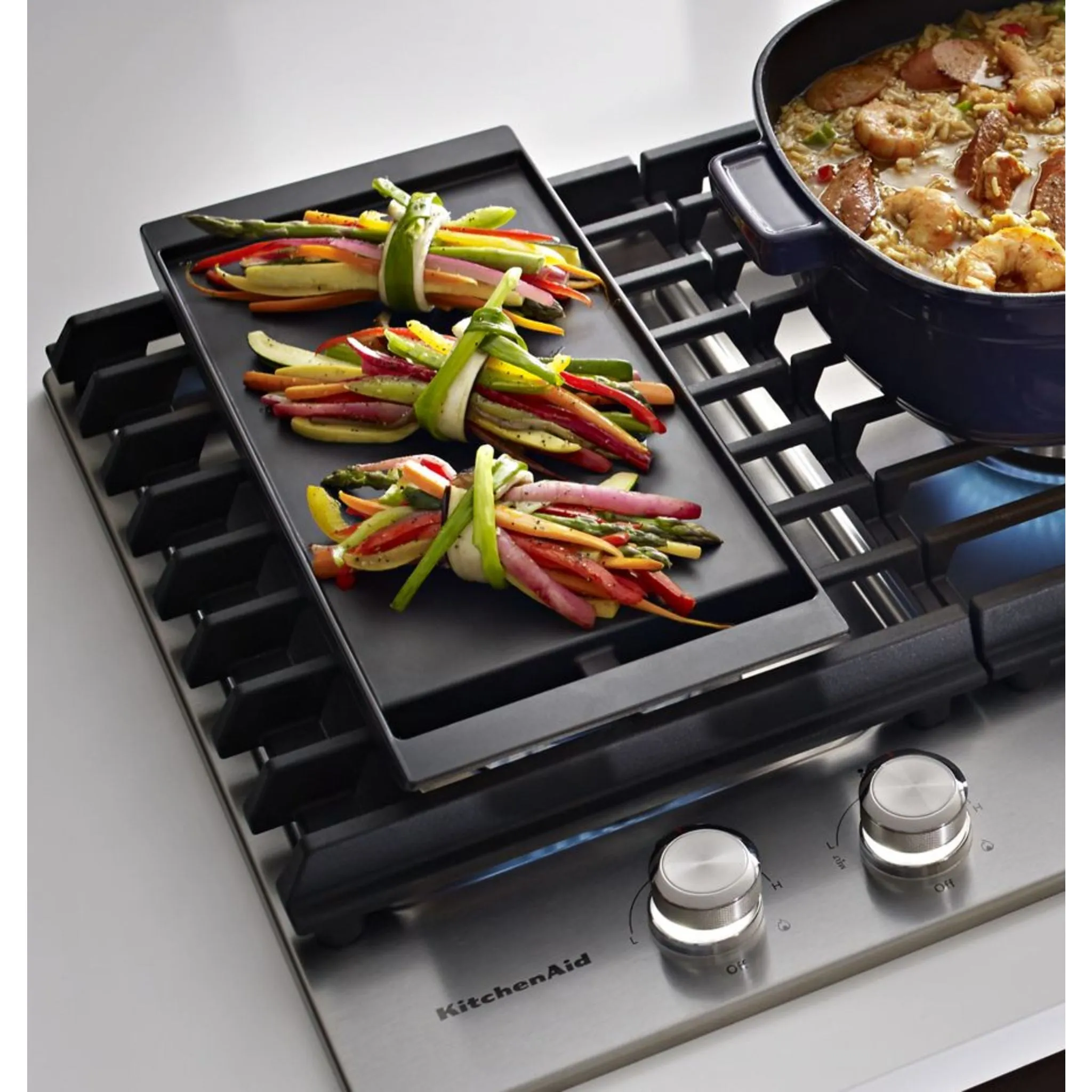 KitchenAid  30" 5-Burner Gas Cooktop with Griddle (KCGS950ESS)