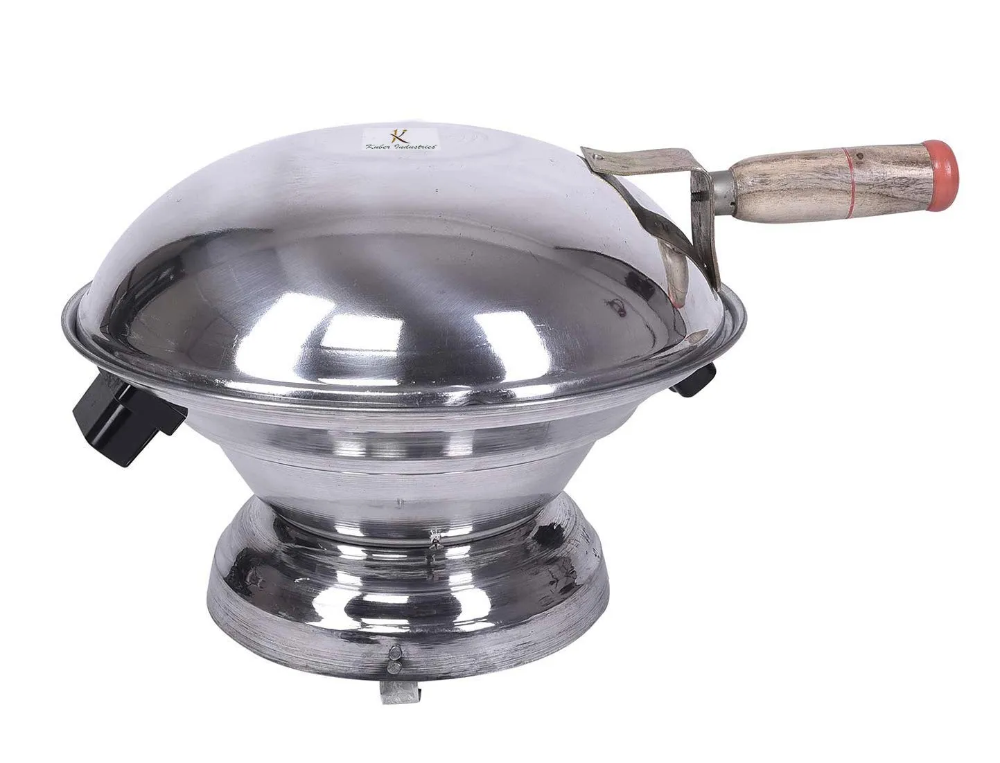 Aluminum Gas Tandoor Bati Maker Oven, Barbecue Grill & Food Steamer Set - 34 x 34 x 26 cm - Silver