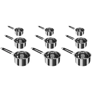 Kuber Industries Set of 3 Stainless Steel Saucepan/Tea Pan|1.1 L, 1.5 L, 2.2 L Capacity|Silicon Handle|Thick Base for Boiling Milk & Tea|Heavy Duty Gauge|Tapeli Patila, Sauce Pot Cookware (Pack of 3)