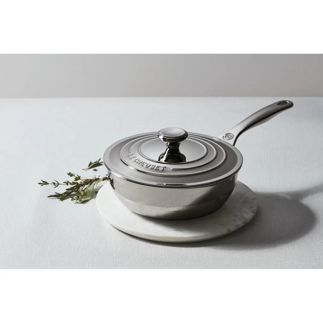 Le Creuset 2 qt. Stainless Steel Saucier Pan with Lid