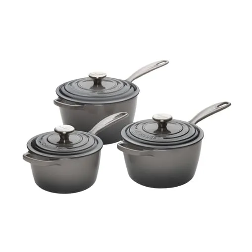 Le Creuset Signature Cast Iron 3-piece Saucepan Set Flint