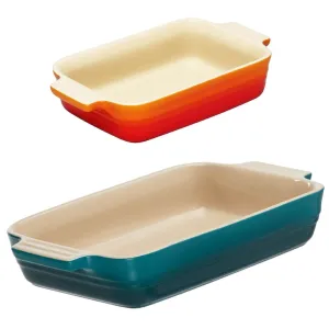 Le Creuset Stoneware Classic Rectangular Dish 2-Piece Set Volcanic & Deep Teal