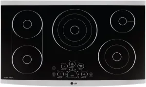 LG Studio LSCE365ST 36 Inch Smoothtop Electric Cooktop with 5 Elements, Steady Heat Elements, Dual & Triple Elements, Bridge Element, SmoothTouch™ Controls, Hot Surface Indicator, and ADA Compliant