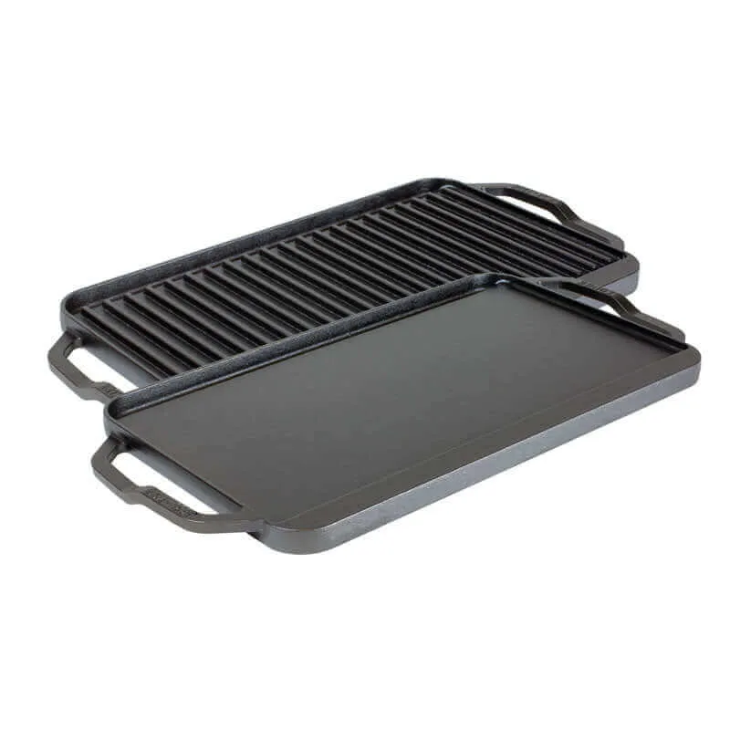 Lodge 19.5 x 10" Reversible Cast Iron Double Burner Grill/Griddle