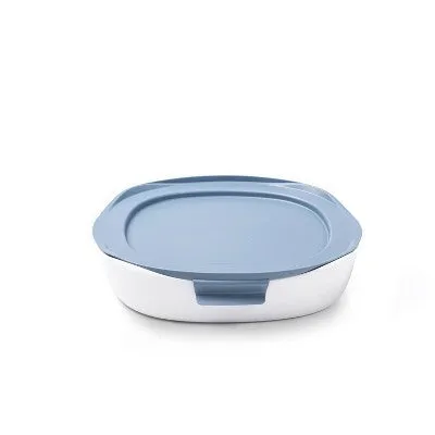 New - Rubbermaid DuraLite Glass Bakeware 1.75qt Square Baking Dish with Shadow Blue