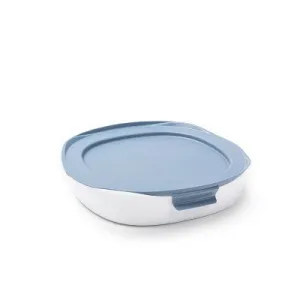 New - Rubbermaid DuraLite Glass Bakeware 1.75qt Square Baking Dish with Shadow Blue