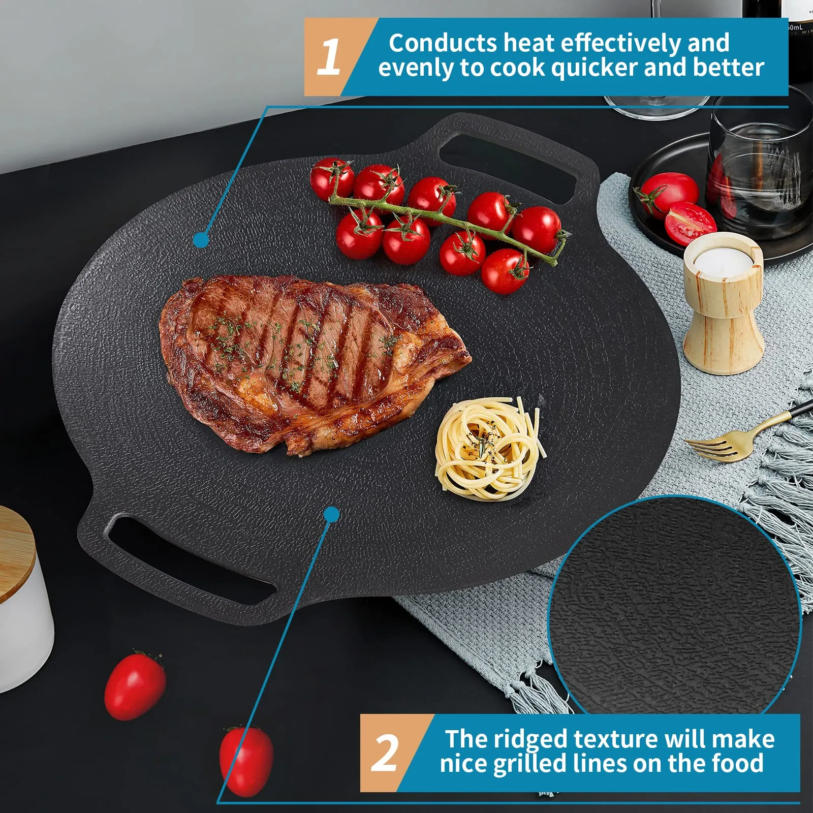 Nonstick 40cm 6 Layer Korean BBQ Grill Pan Induction Safe