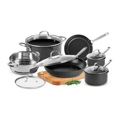 Open Box - Gotham Steel Pro 2x Nonstick 11pc Hard Anodized Aluminum Ceramic Cookware Set