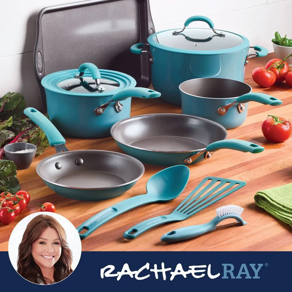 Open Box - Rachael Ray Cook Create 11pc Aluminum Nonstick Cookware Set Blue