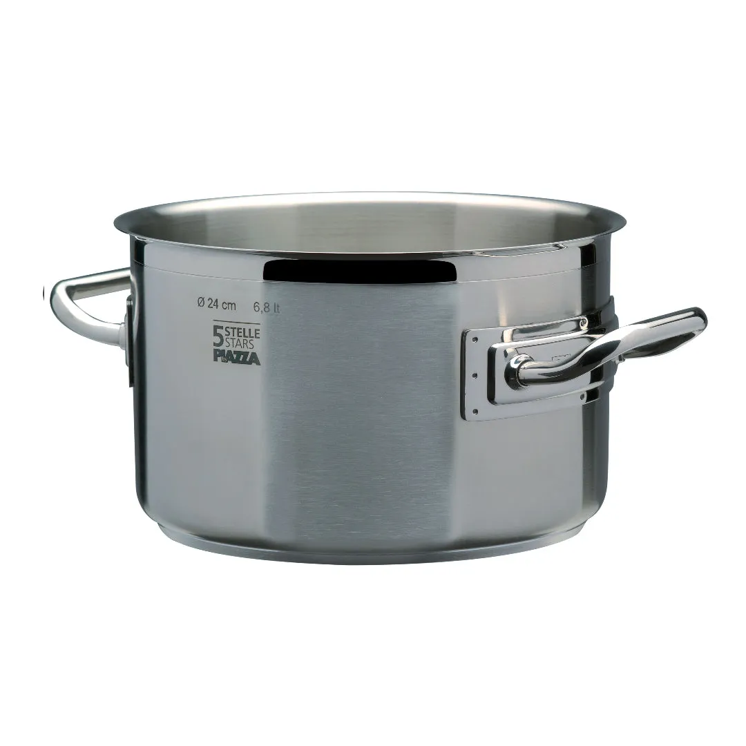 Piazza "5 Stars" Stainless Steel Deep Casserole Pan, 23.7-Quart