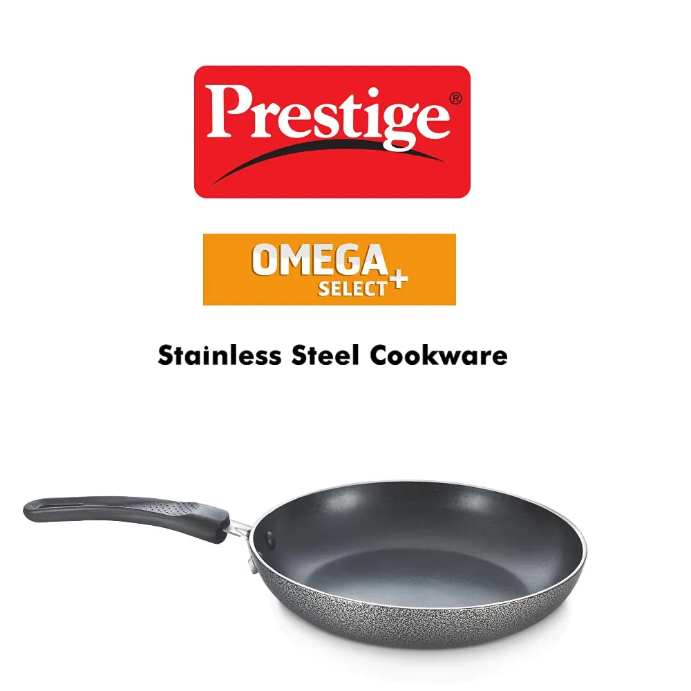 Prestige Omega Select Plus 18cm Non-Stick Fry Pan|Scratch and Abrasion Resistant|3 Layer Coating| Non-Induction|Black|1year Warranty