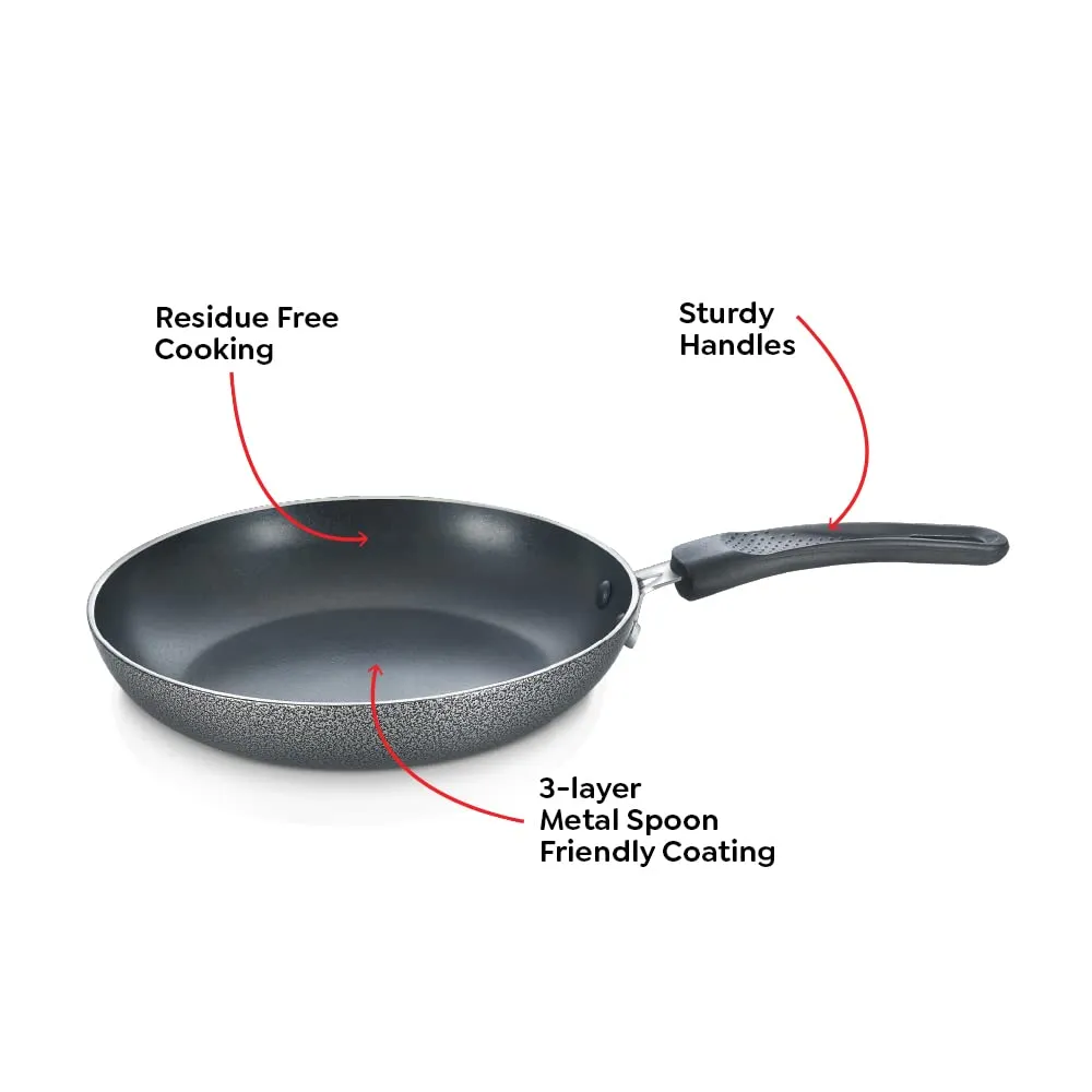 Prestige Omega Select Plus 18cm Non-Stick Fry Pan|Scratch and Abrasion Resistant|3 Layer Coating| Non-Induction|Black|1year Warranty