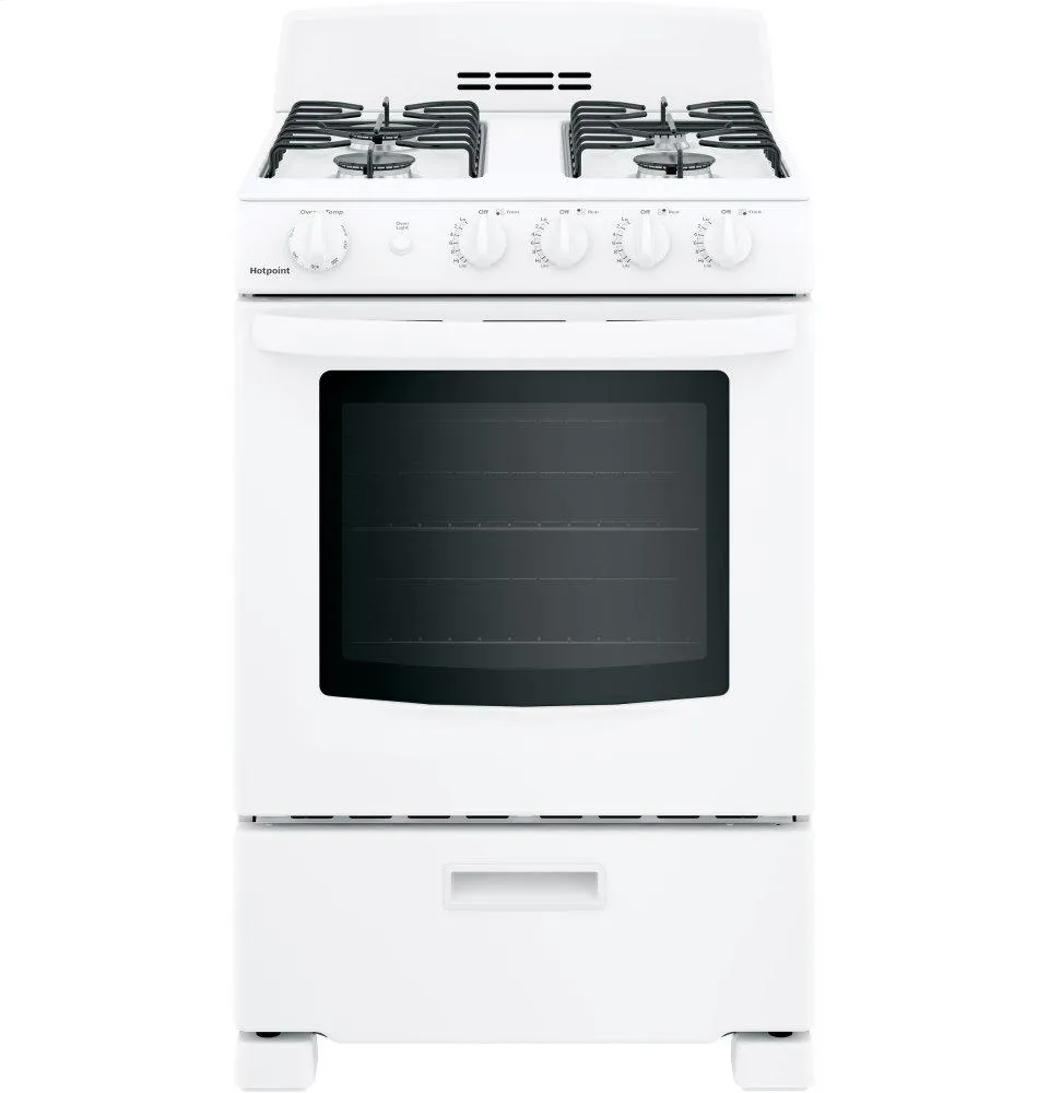 RGAS300DMWW Hotpoint® 24" Front-Control Free-Standing Gas Range with Large Window