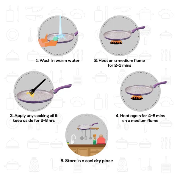 Royal Velvet 24 cm Non-Stick Dosa Tawa | Induction Bottom | Soft-Touch Handle | Virgin Grade Aluminium | PFOA and Heavy Metals Free | 3 mm | Non-Stick Tawa | 2 Years Warranty | Purple