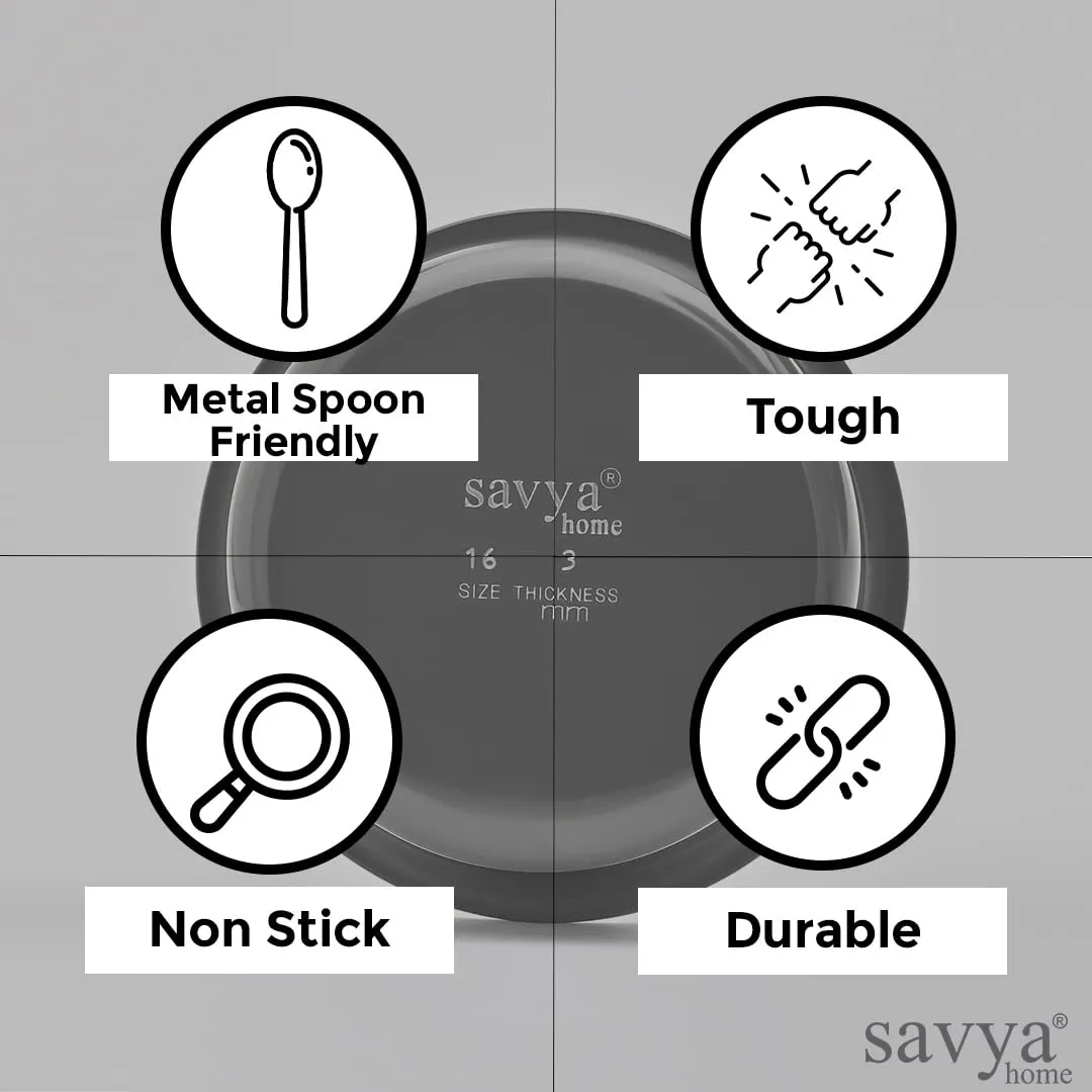 Savya Home Hard Anodized Tope | Non-Stick & Non-Corrosive Hard Anodized Aluminium | Even Heat Distribution for Healthy Cooking | Metal Spoon Friendly Surface | 1.6 litres