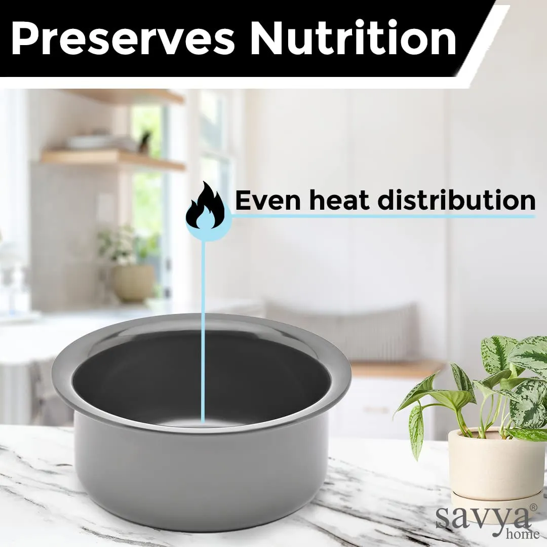 Savya Home Hard Anodized Tope | Non-Stick & Non-Corrosive Hard Anodized Aluminium | Even Heat Distribution for Healthy Cooking | Metal Spoon Friendly Surface | 1.6 litres