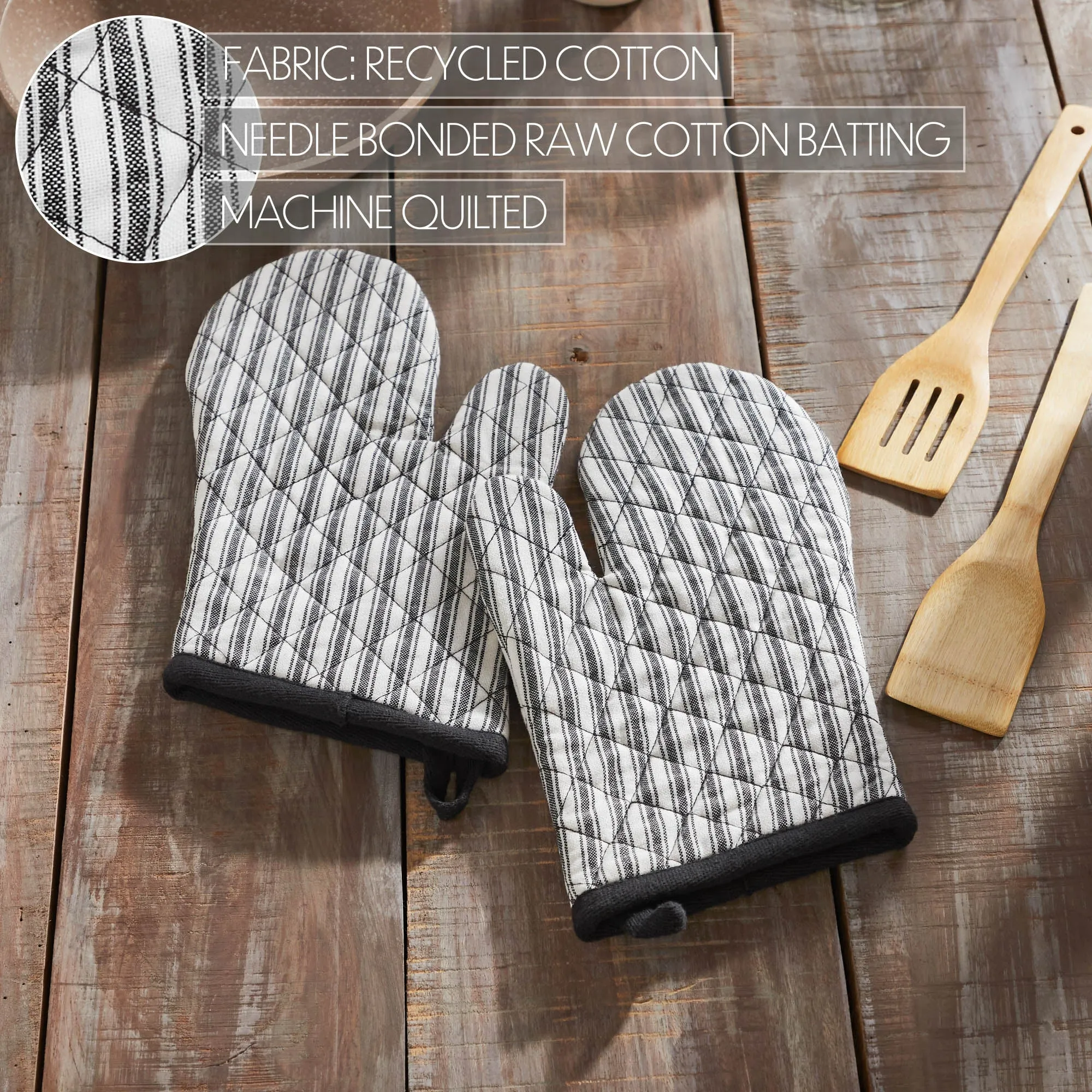 Sawyer Mill Black Ticking Stripe Oven Mitt Set of 2