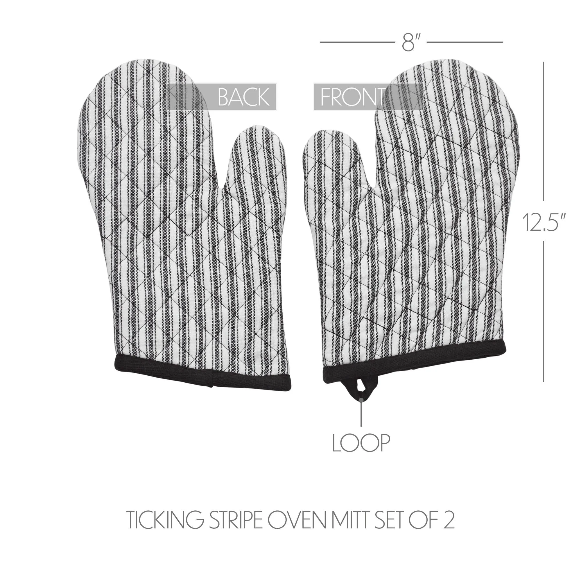 Sawyer Mill Black Ticking Stripe Oven Mitt Set of 2