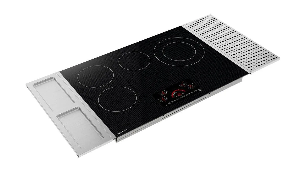 Sharp SCR3042FB 30 in. Drop-In Radiant Cooktop with Side Accessories