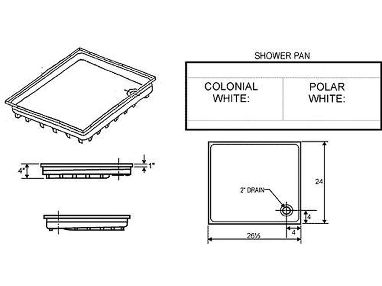 Shower Pan SP100 (00461) White