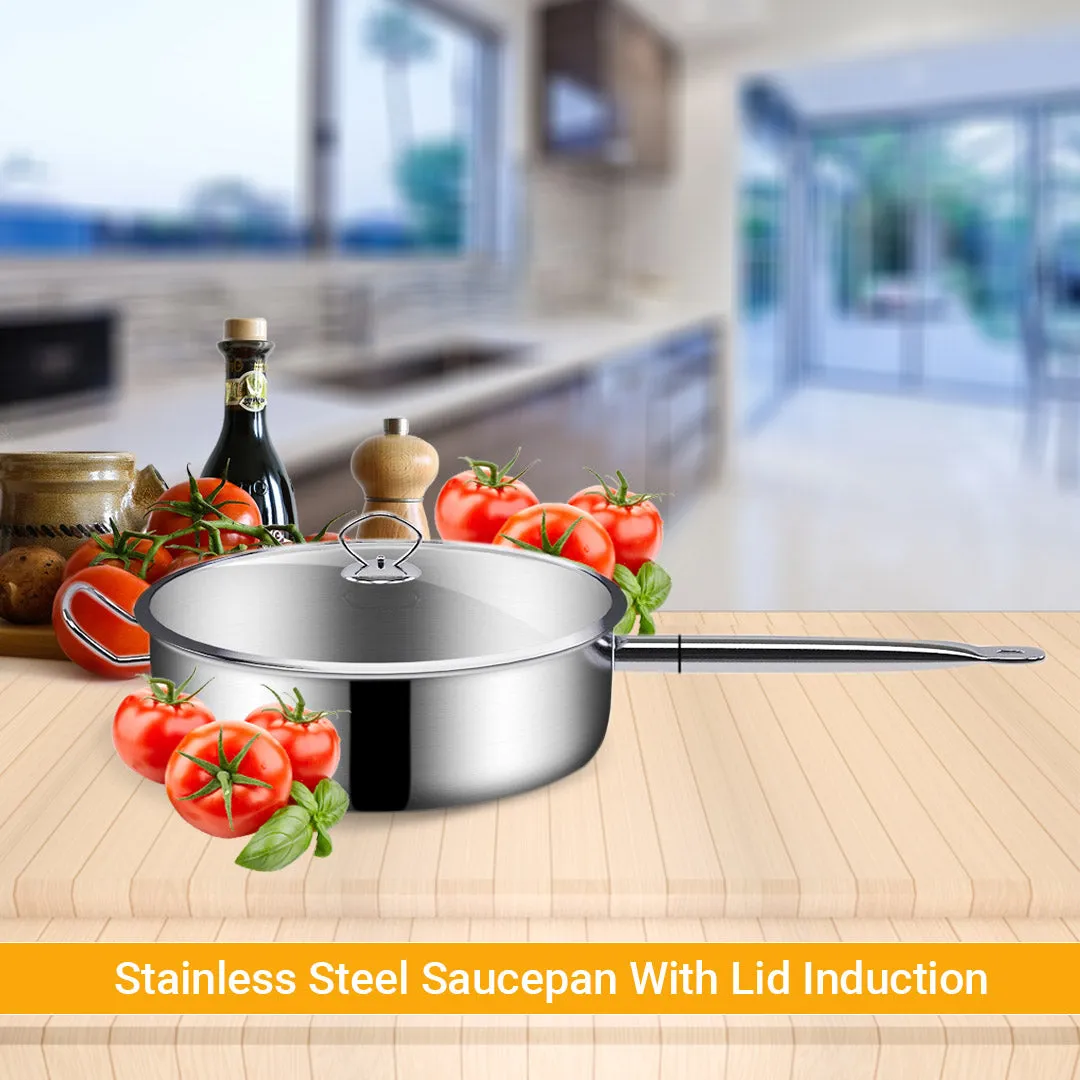 SOGA 32cm Stainless Steel Saucepan Sauce pan with Glass Lid and Helper Handle Triple Ply Base Cookware