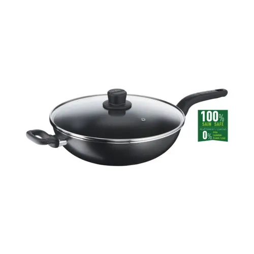 Tefal, Cook Easy Black Wokpan 32cm   glass lid – B5039495