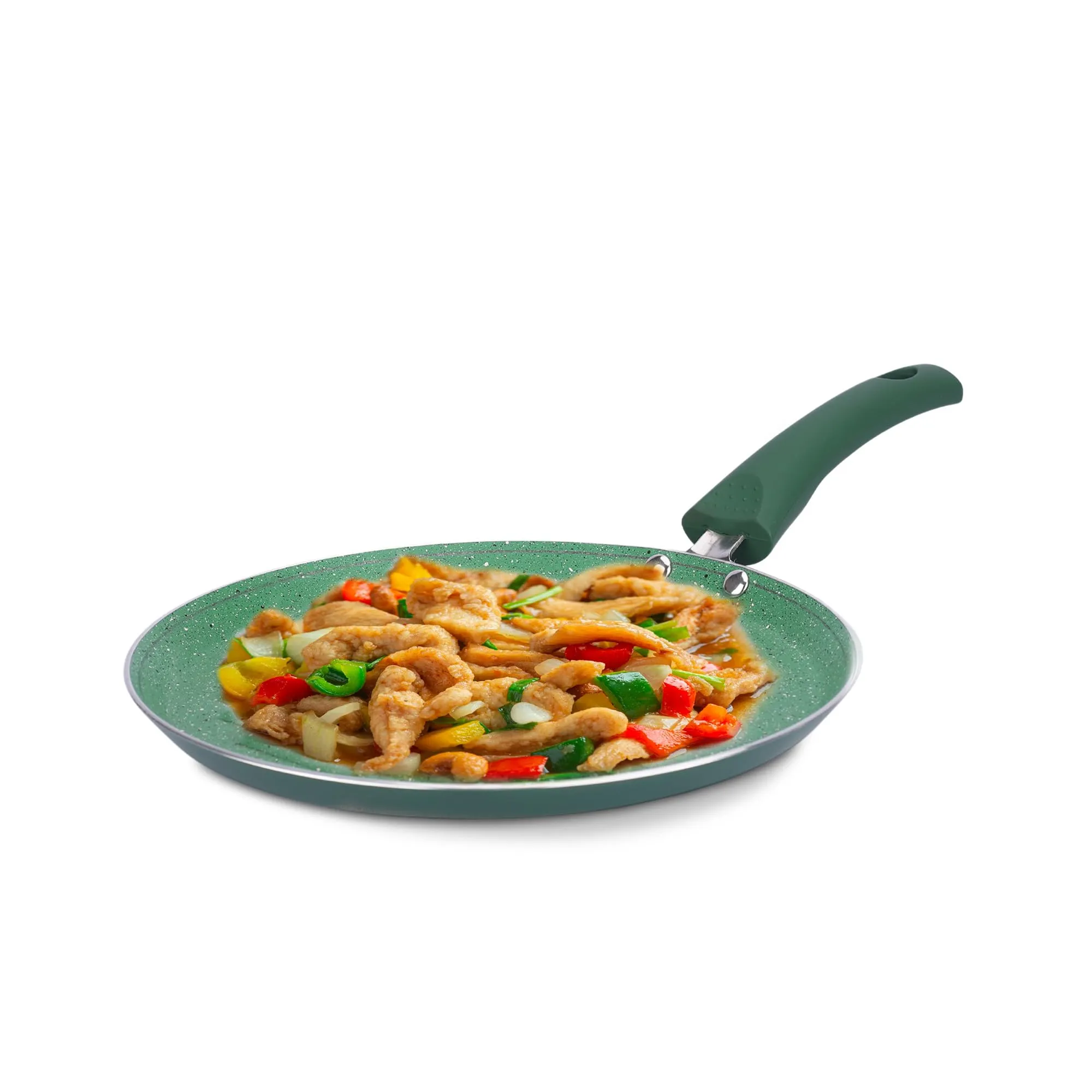 The Better Home Non Stick Frying Fry Grill Pan (26cm) | Saute Grill Pan Gas Cookware | Minimal Oil Cooking | Easy Grip Handle | 3 Layer Non Stick Coating | Non-Toxic & Lightweight | Green Color