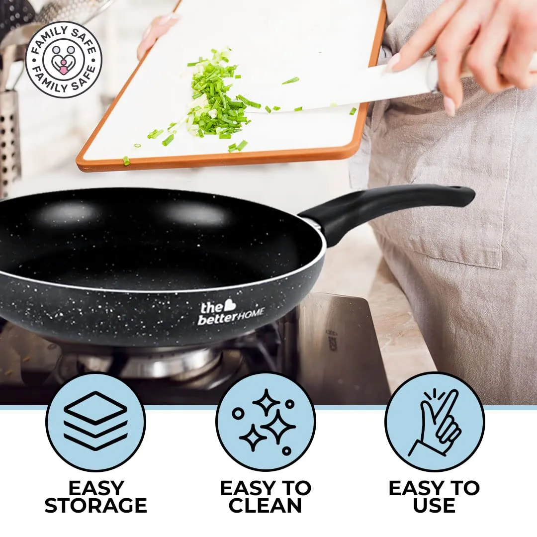 The Better Home Silicon Spatula Set for Non Stick Pans | Heat Resistant, Durable, Flexible Cookware Set | BPA Free & Odourless Non Stick Utensil Set for Cooking | Light Green (with Frying Pan)