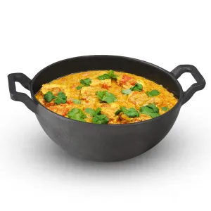 The Indus Valley Pre-Seasoned Cast Iron Kadai with Curved Handles | Small, 21 cm/8 inch, 1.7Ltr, 1.7kg | Induction Friendly | Naturally Nonstick Kadhai, 100% Pure & Toxin-Free, No Chemical Coating