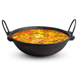 The Indus Valley Pre-Seasoned Cast Iron Kadai with Strong Handles | Very Small, 20.8cm/8inch, 1.1Ltr, 1.8kg | Induction Friendly | Naturally Nonstick, 100% Pure & Toxin-Free, No Chemical Coating