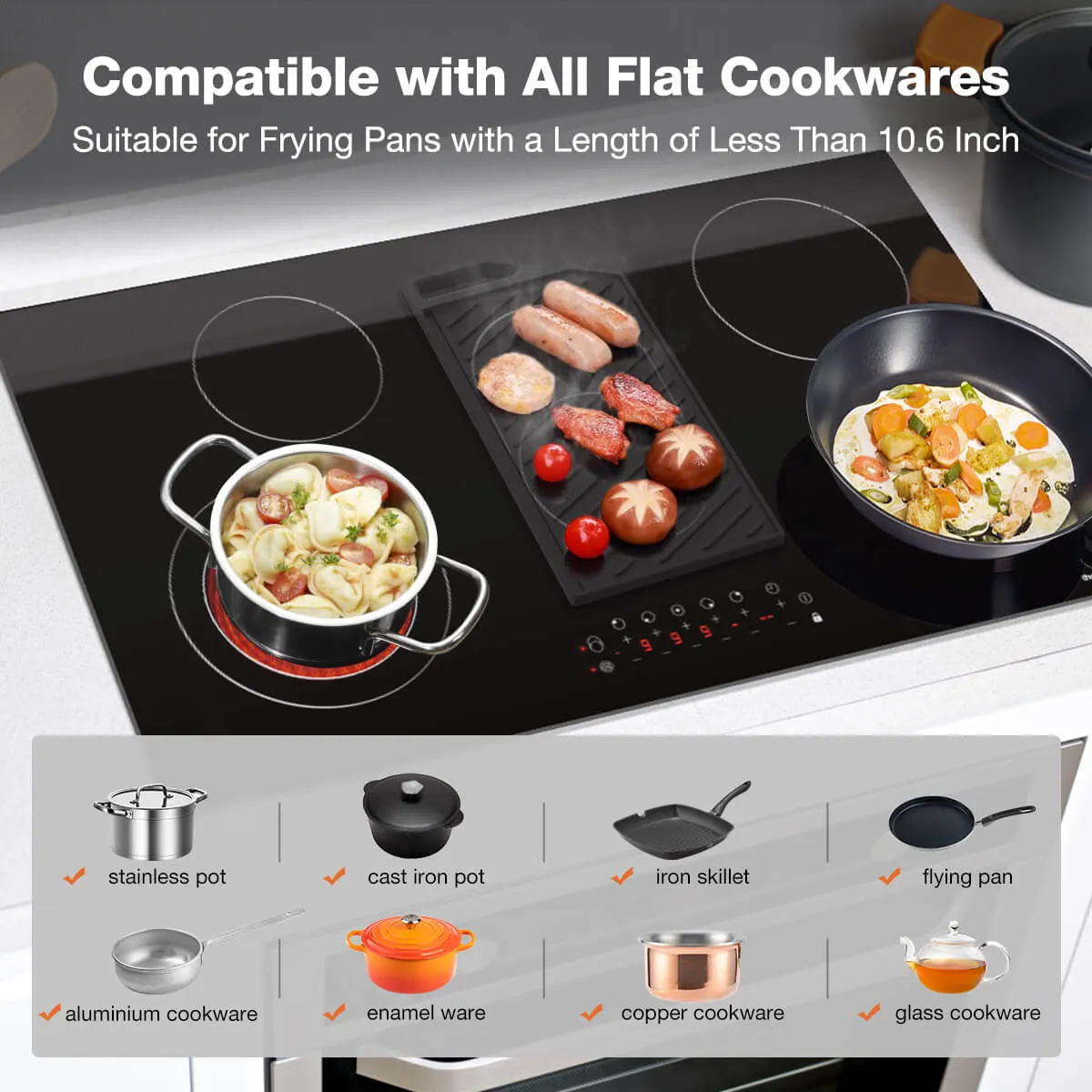 Thermomate 36 Inch Built-in Sensor Touch Ceramic Electric Cooktop  w/ ５ Burners