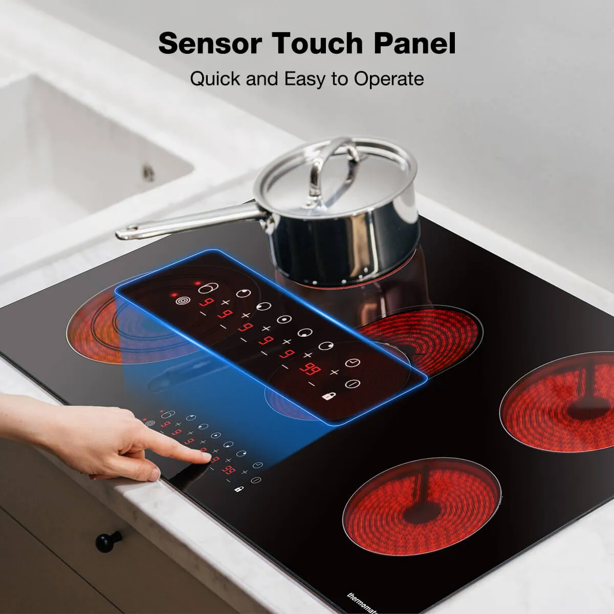 Thermomate 36 Inch Built-in Sensor Touch Ceramic Electric Cooktop  w/ ５ Burners