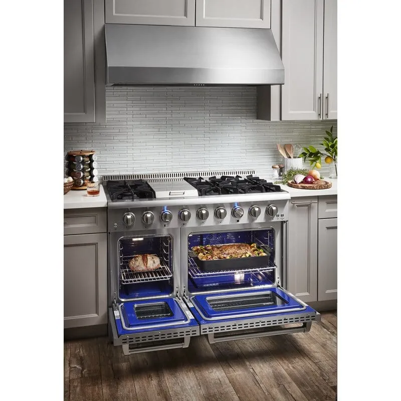 Thor Kitchen 48 in. Natural Gas Burner, Electric Oven 6.7 cu. ft. Range in Stainless Steel - HRD4803U