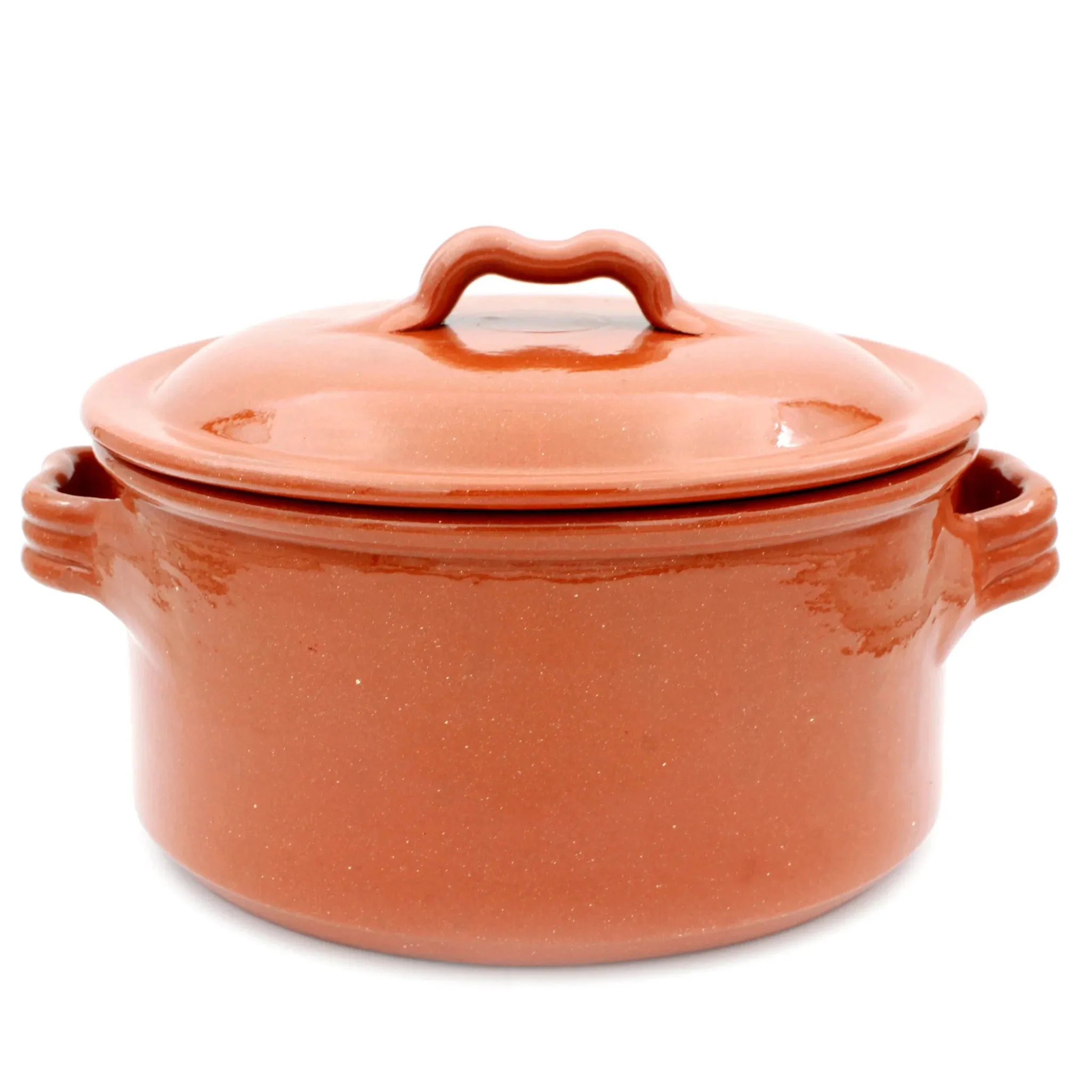 Traditional Portuguese Clay Terracotta Cazuela Cooking Pot with Lid