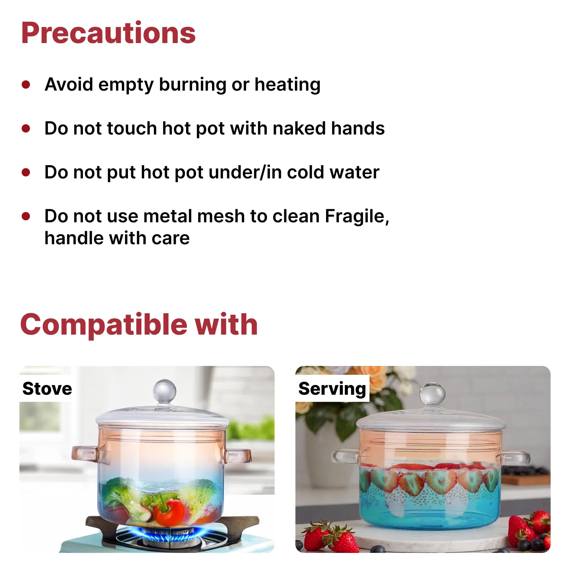 USHA SHRIRAM Borosilicate Tope with Lid & Handle (1.4L) | Handi Casserole | Small Milk Tea Pan | Boiling Pan | Patila for Boiling | Glass Cookware for Gas Stove | Gift for Housewarming (Amber)