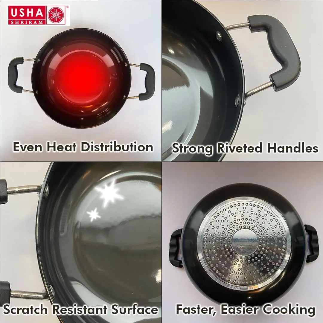 USHA SHRIRAM Cookware Set (Fry Pan (18cm)   Kadai (2.4L))