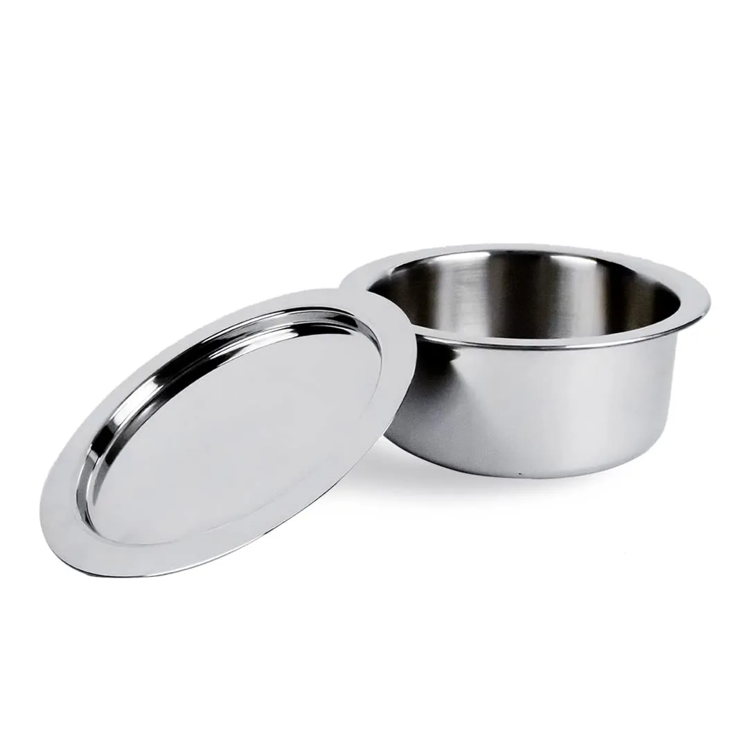 USHA SHRIRAM Triply Stainless Steel Tope (Patila) with Lid | Handi Casserole with lid | 1.5 L | 16 cm Diameter | 100% PTFE and PFOA Free | Gas Stove & Induction Cookware | Stainless Steel Cookware