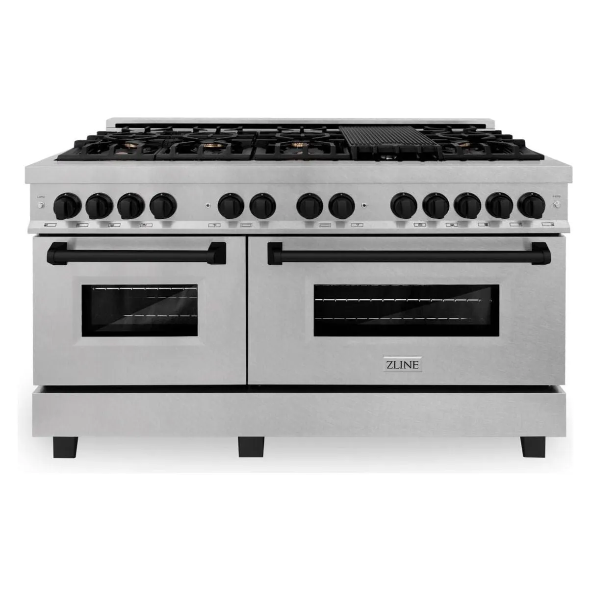 ZLINE 60 Inch Autograph Edition Dual Fuel Range in Stainless Steel with Matte Black Accents, RASZ-60-MB