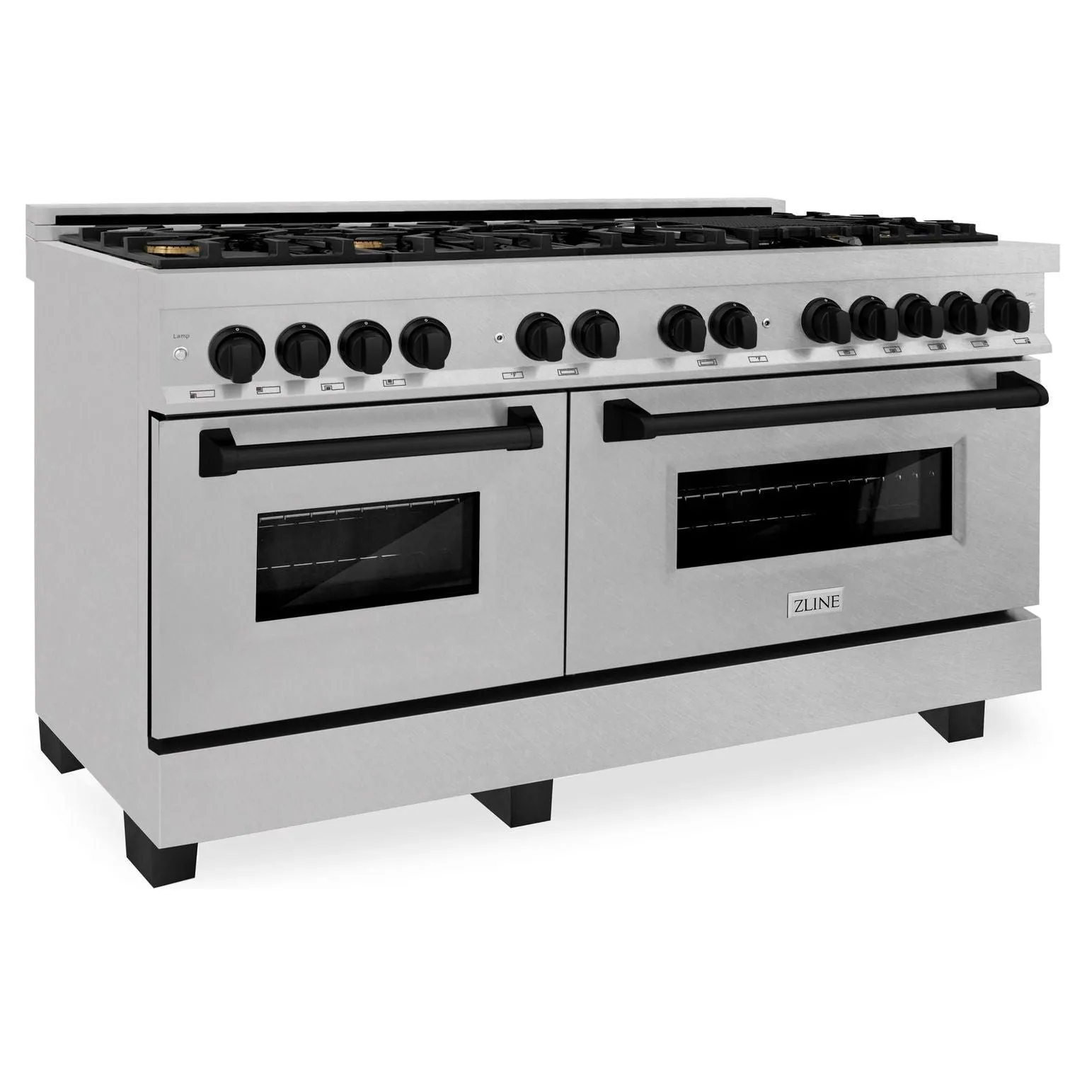 ZLINE 60 Inch Autograph Edition Dual Fuel Range in Stainless Steel with Matte Black Accents, RASZ-60-MB