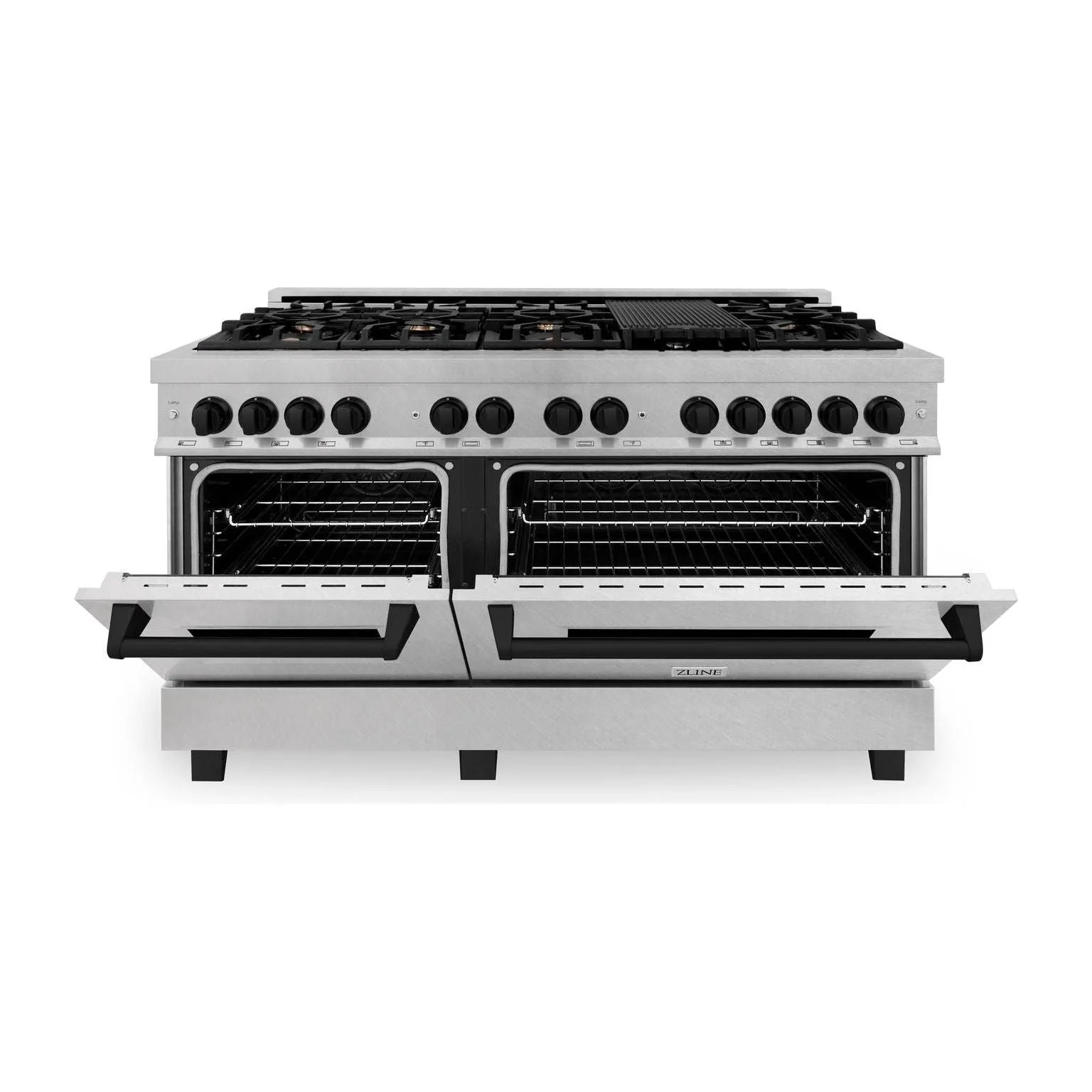 ZLINE 60 Inch Autograph Edition Dual Fuel Range in Stainless Steel with Matte Black Accents, RASZ-60-MB