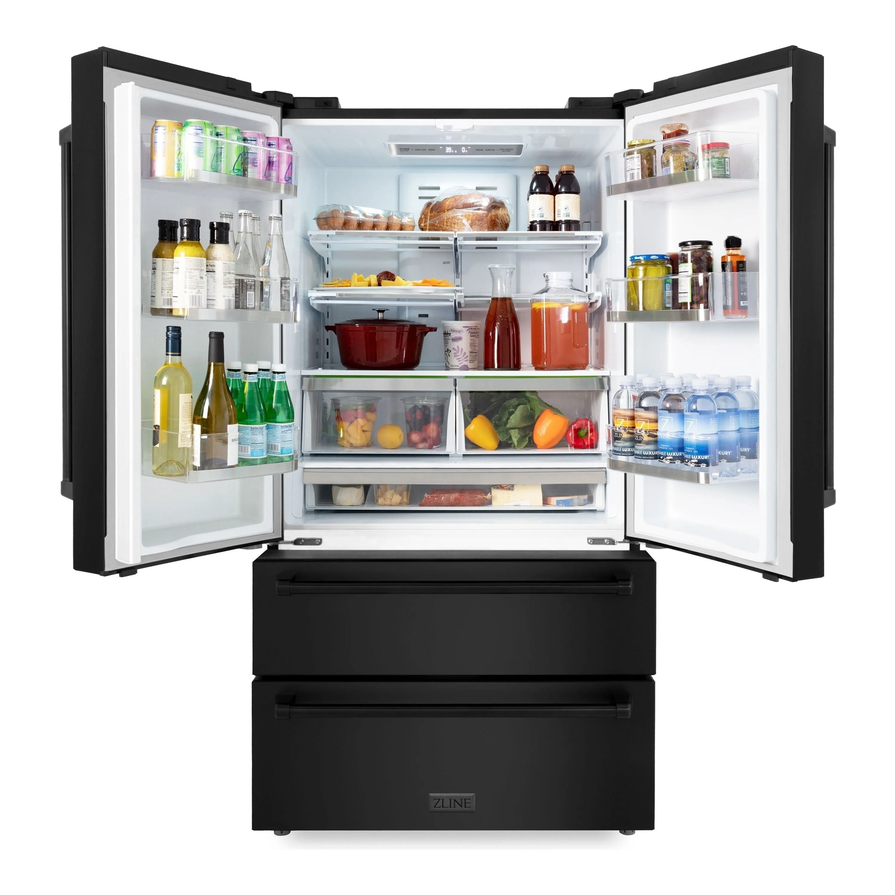 ZLINE Appliance Package - 30 in. Dual Fuel Range, Microwave, Refrigerator in Black Stainless, 3KPR-RABOTRH30