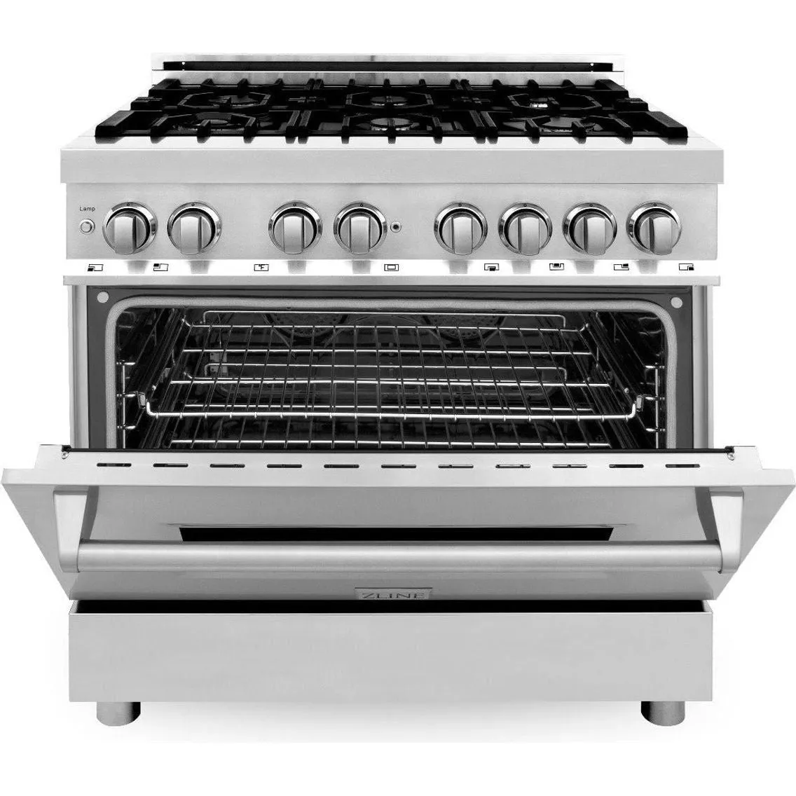 ZLINE Appliance Package - 36 in. Dual Fuel Range, Range Hood, 3 Rack Dishwasher, Refrigerator, 4KPR-RARH36-DWV