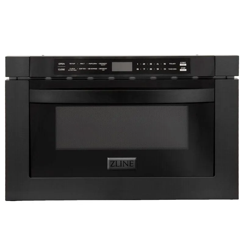 ZLINE Appliance Package - 36 in. Dual Fuel Range, Range Hood, Microwave, Dishwasher in Black Stainless Steel, 4KP-RABRBRH36-MWDW